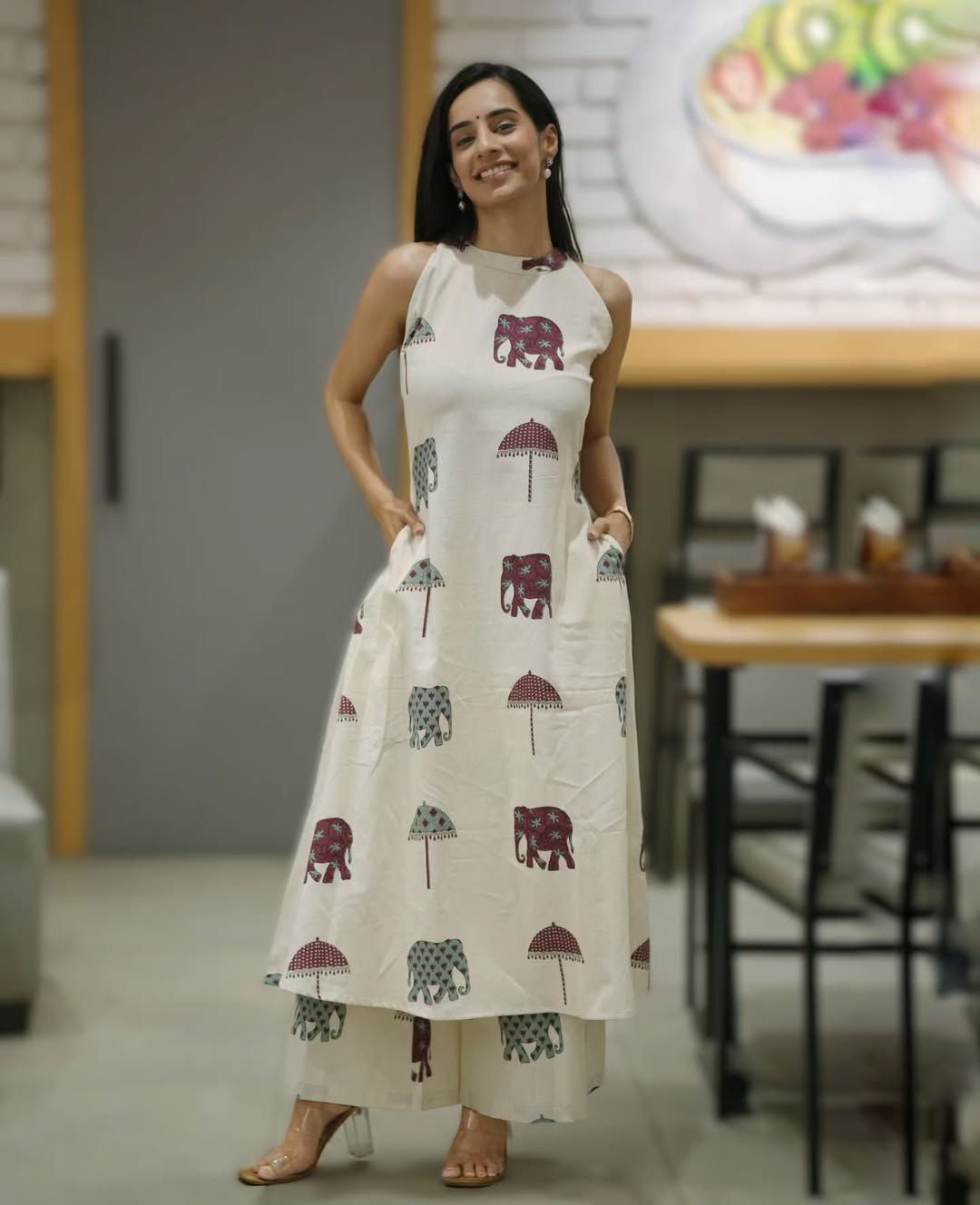 Women’s Ethnic Wear | Designer Co-ord Set with Ankle-Length Pants & Side Pockets