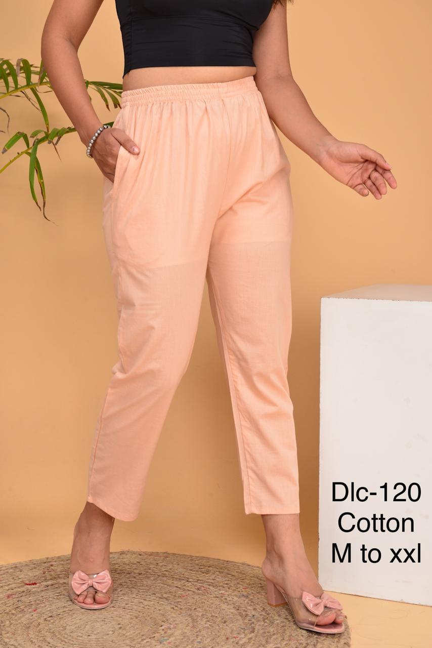Women’s Cotton Ankle Length Casual Pants with Side Pockets