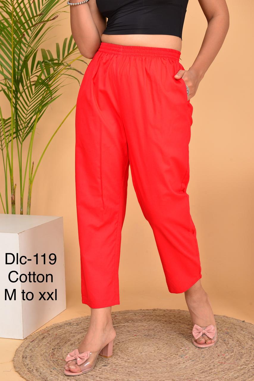 Cotton Fabric Women’s Casual Pants | Ankle Length Bottoms with Side Pockets