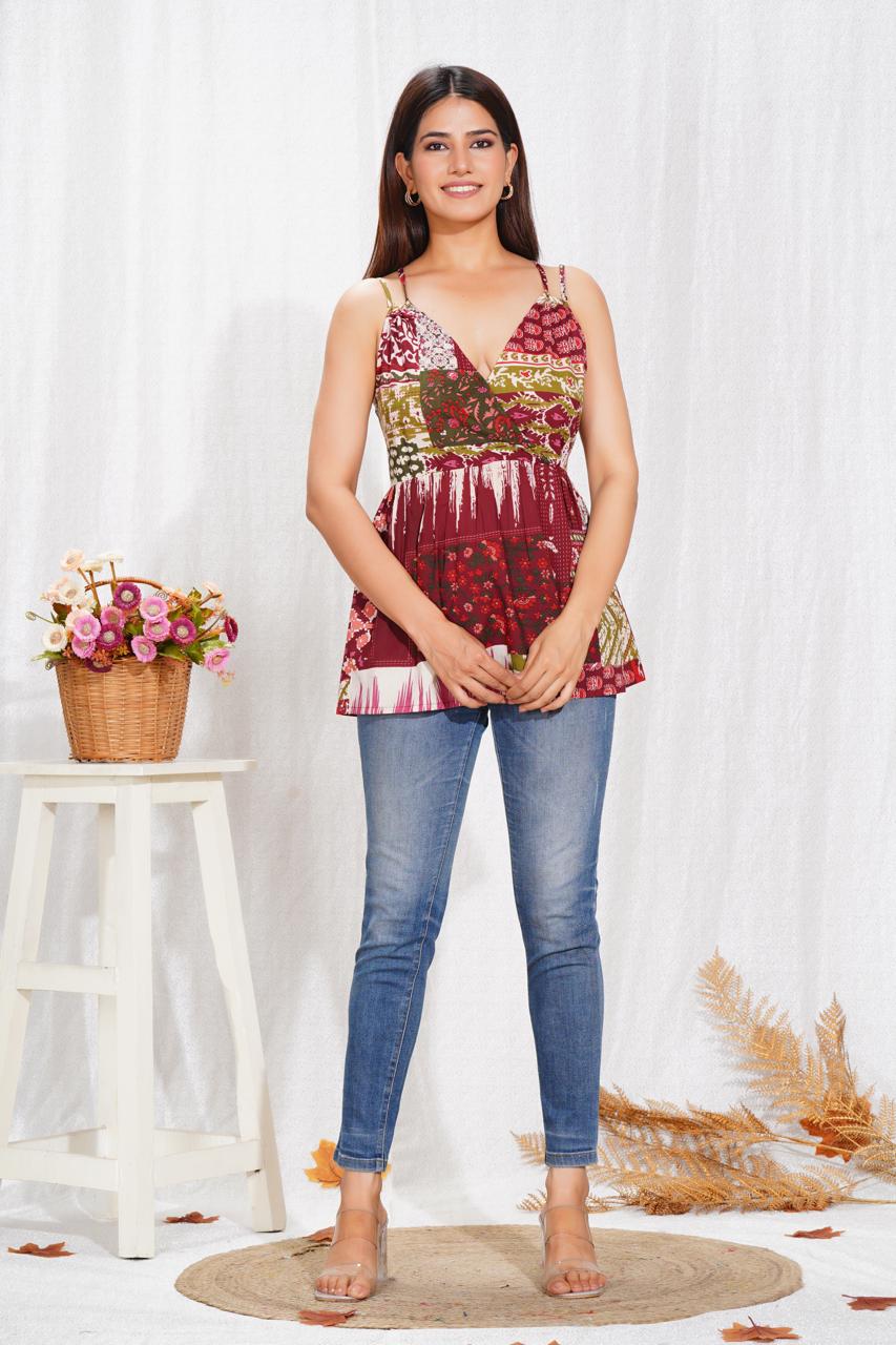 Trendy Cotton Striped Short Top for Women – XS to L Sizes