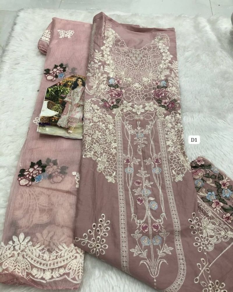 Ombre Premium Heavy Embroidered Dupatta Suit Collection | Pure Cotton Top, Semi Lawn Bottom, Kota Doriya Dupatta