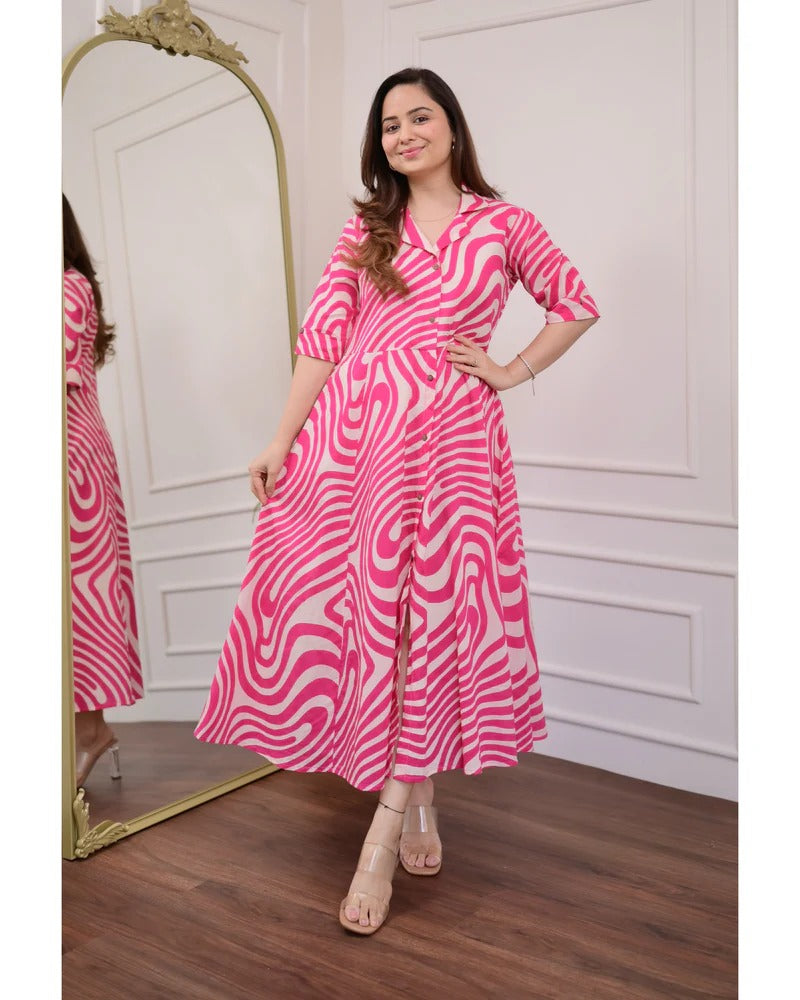 Anarkali Kurti for Women Printed  – Stylish Half Sleeve Long Kurta