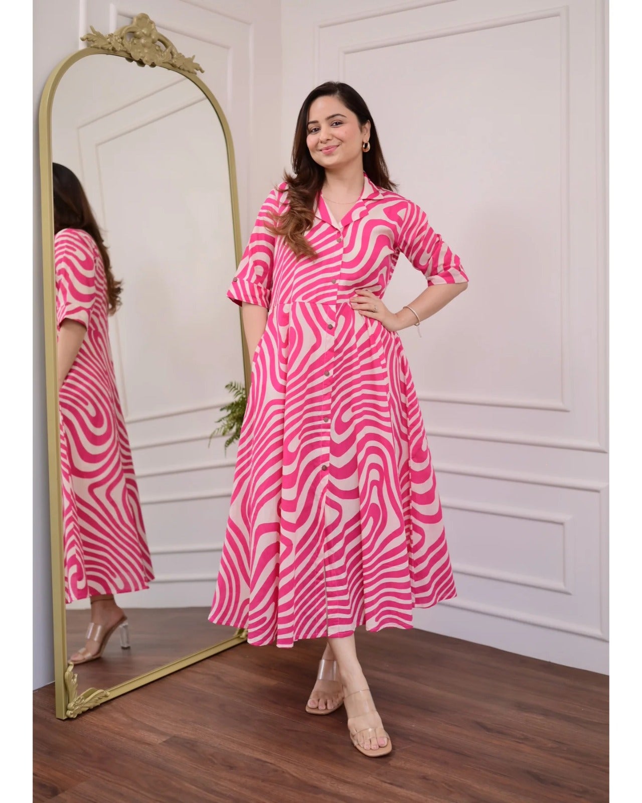Anarkali Kurti for Women Printed  – Stylish Half Sleeve Long Kurta