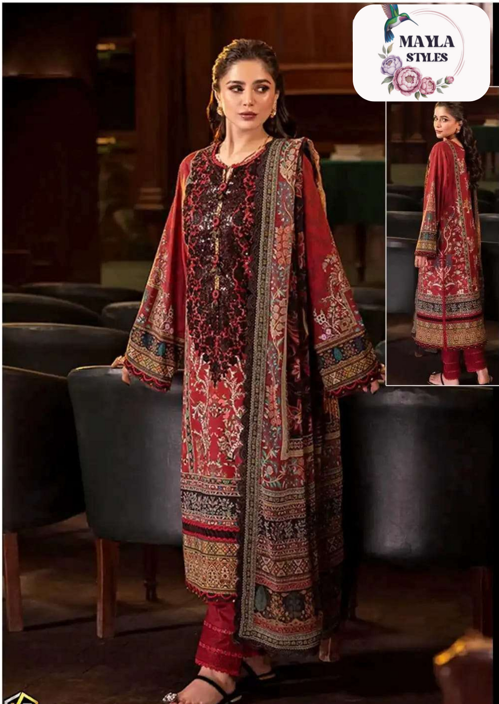 Heavy Lawn Karachi Kurti Pant with Cotton Dupatta