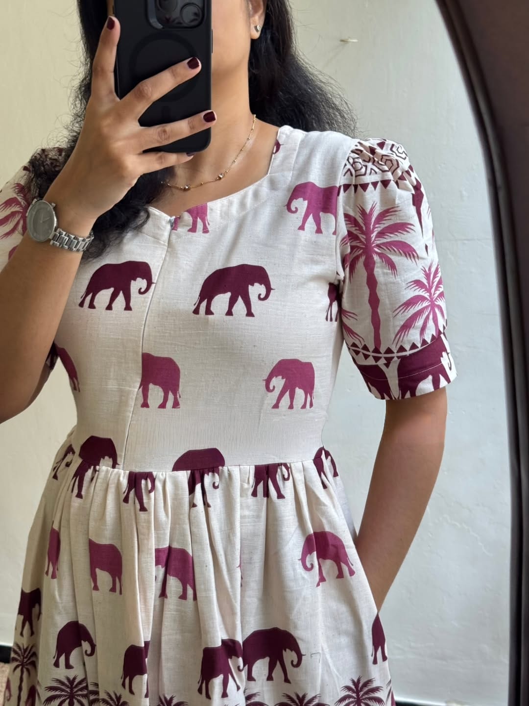 Pure Cotton Printed Midi Dress for Women – Comfortable Everyday Wear