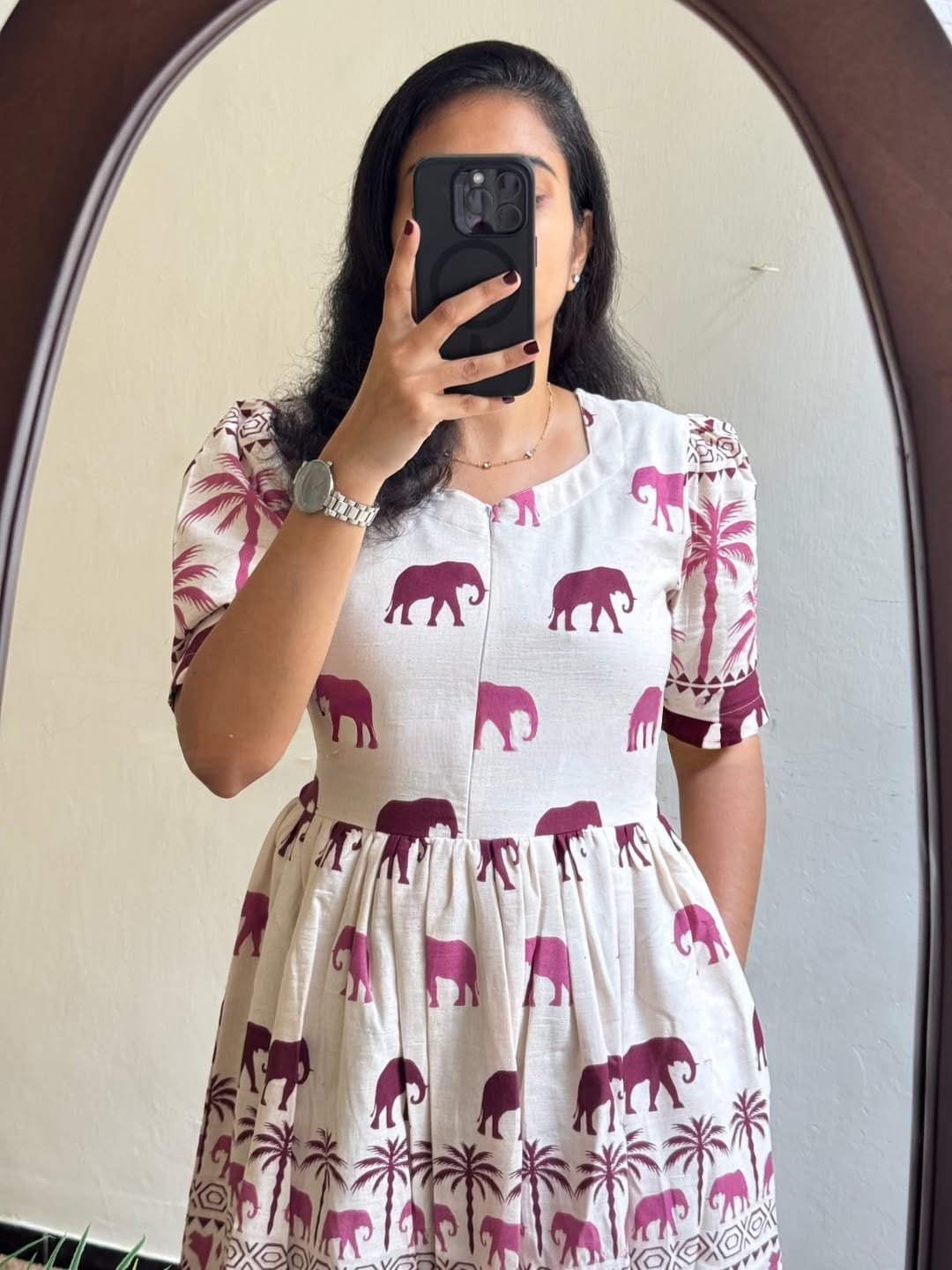 Pure Cotton Printed Midi Dress for Women – Comfortable Everyday Wear
