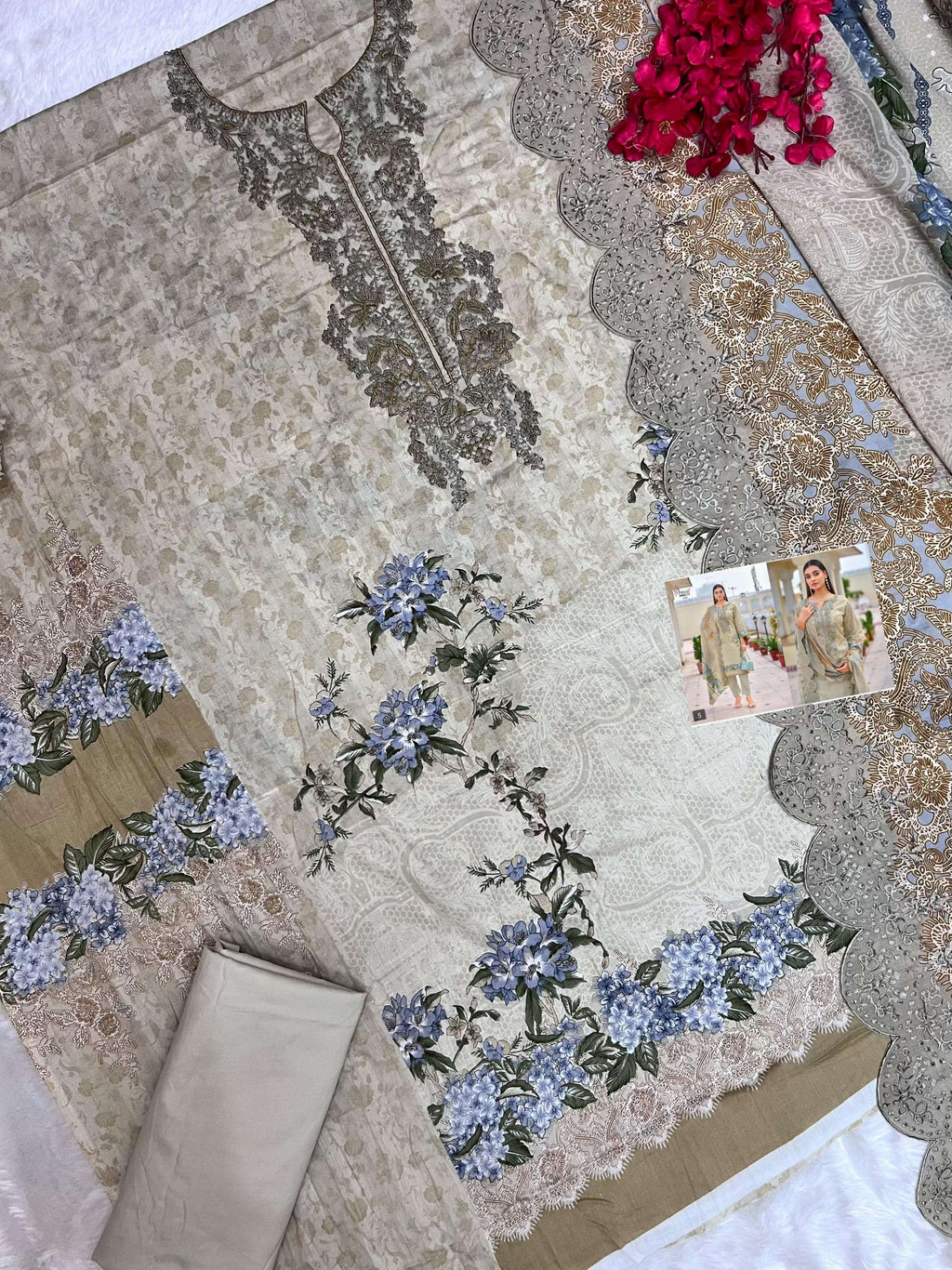 Elegant Pure Cotton Printed Suit with Embroidered Dupatta