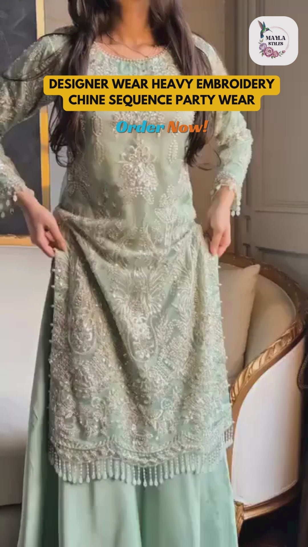 Women’s Designer Party Wear Suit Set - Heavy Embroidery Chine Sequence Work