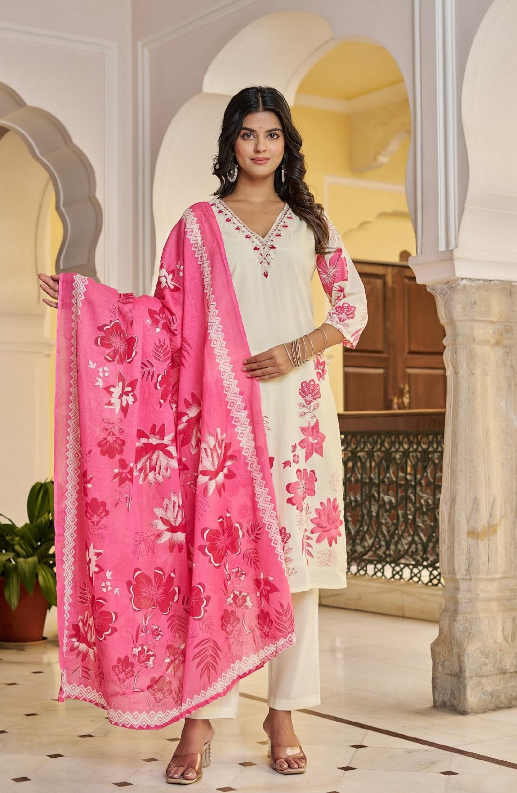 Cotton Printed Kurta Pant Dupatta Set – 3 Piece Suit for Women