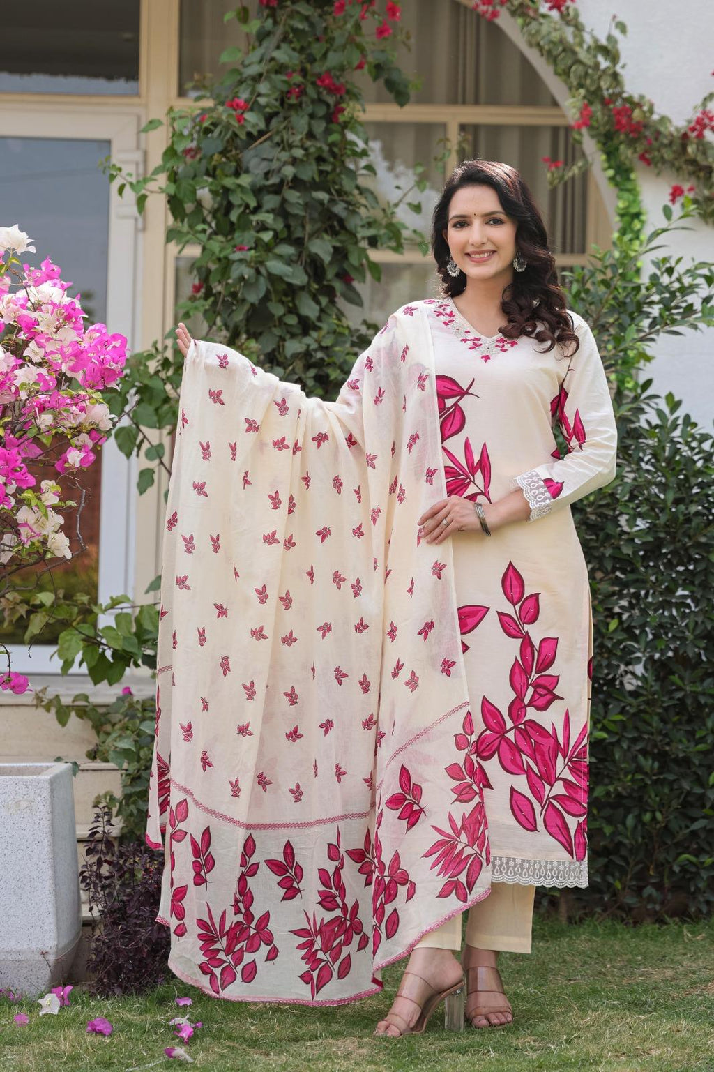 Cotton Printed Kurta Pant Dupatta Set – 3 Piece Suit for Women